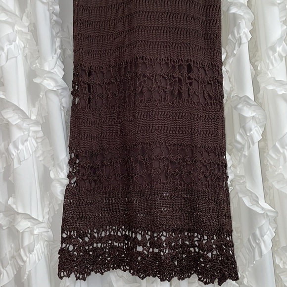 Chicos chocolate Brown knit lace maxi skirt thick and lined - Picture 2 of 5